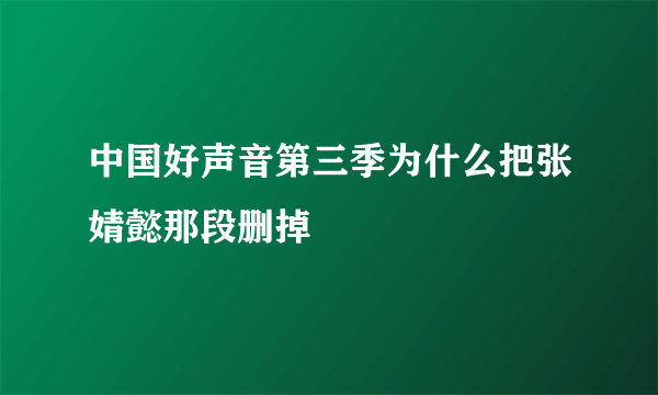 中国好声音第三季为什么把张婧懿那段删掉