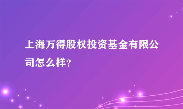 上海万得股权投资基金有限公司怎么样？