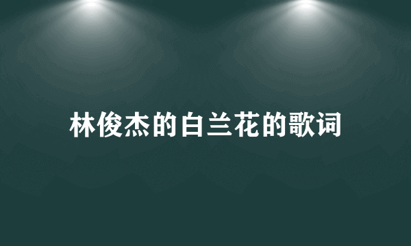 林俊杰的白兰花的歌词