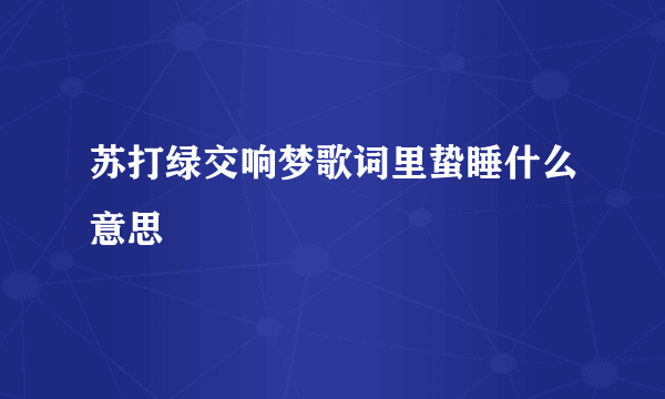 苏打绿交响梦歌词里蛰睡什么意思