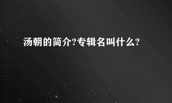 汤朝的简介?专辑名叫什么?