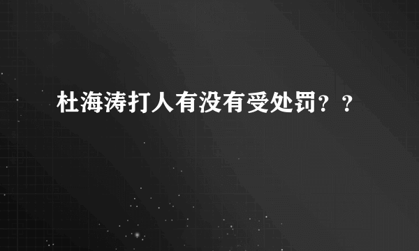 杜海涛打人有没有受处罚？？