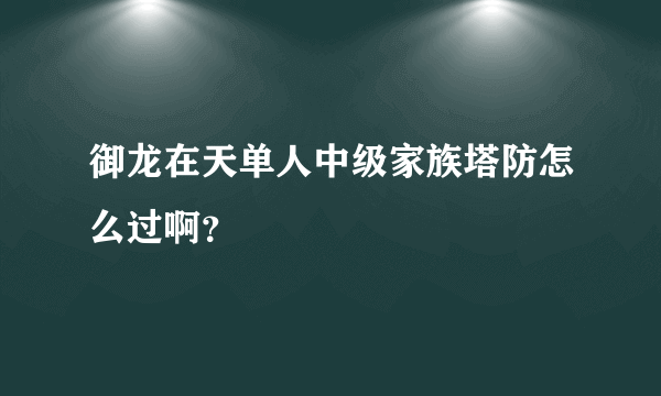 御龙在天单人中级家族塔防怎么过啊？