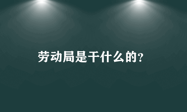 劳动局是干什么的？