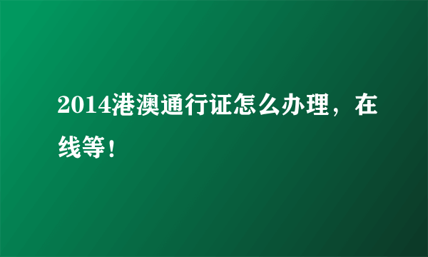 2014港澳通行证怎么办理，在线等！