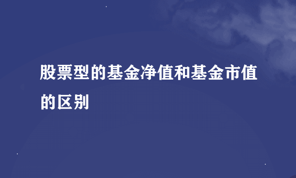 股票型的基金净值和基金市值的区别