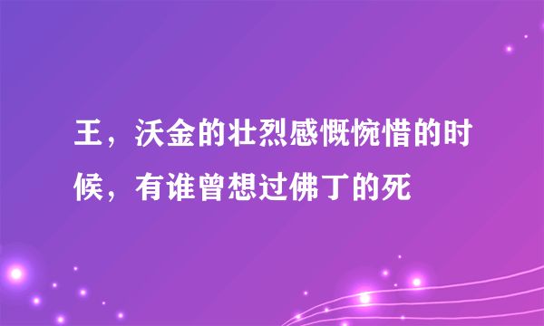 王，沃金的壮烈感慨惋惜的时候，有谁曾想过佛丁的死