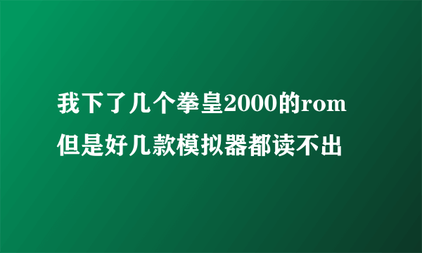 我下了几个拳皇2000的rom 但是好几款模拟器都读不出