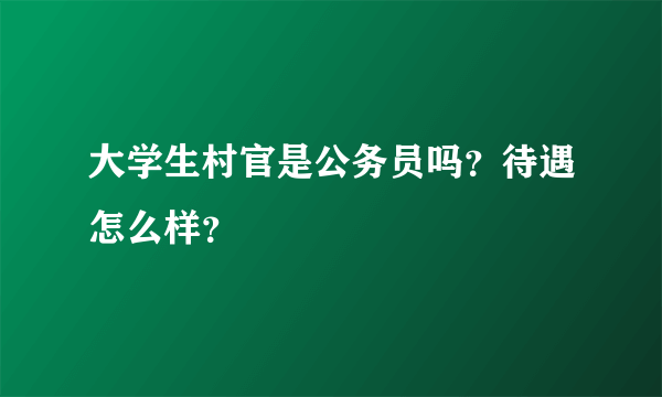 大学生村官是公务员吗？待遇怎么样？