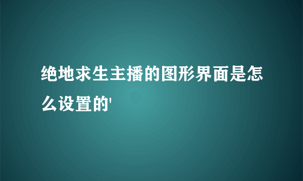 绝地求生主播的图形界面是怎么设置的'