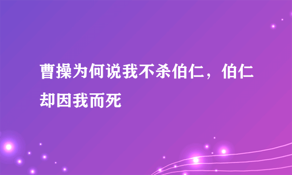 曹操为何说我不杀伯仁，伯仁却因我而死