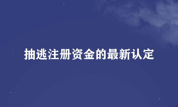 抽逃注册资金的最新认定