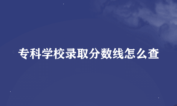 专科学校录取分数线怎么查