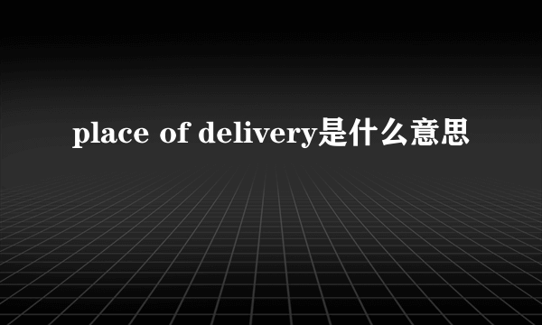 place of delivery是什么意思