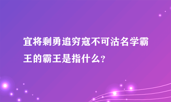 宜将剩勇追穷寇不可沽名学霸王的霸王是指什么？