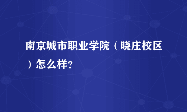 南京城市职业学院（晓庄校区）怎么样？