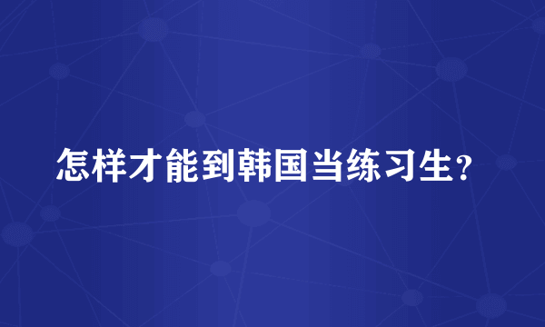 怎样才能到韩国当练习生？