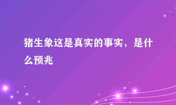 猪生象这是真实的事实，是什么预兆