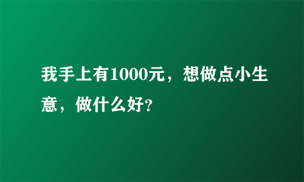 我手上有1000元，想做点小生意，做什么好？