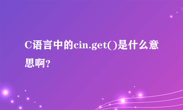 C语言中的cin.get()是什么意思啊？