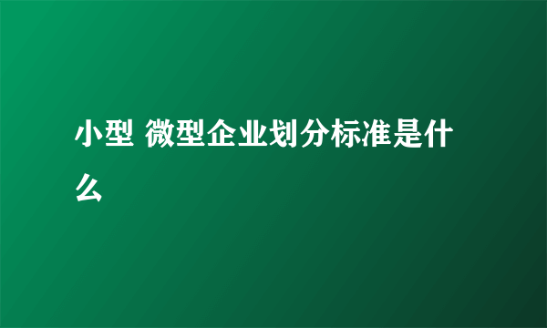 小型 微型企业划分标准是什么