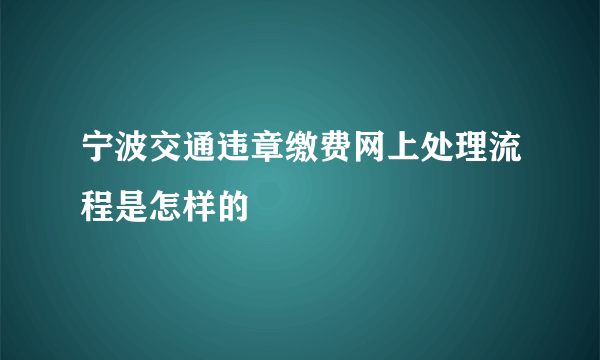 宁波交通违章缴费网上处理流程是怎样的