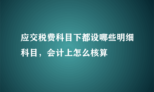 应交税费科目下都设哪些明细科目，会计上怎么核算