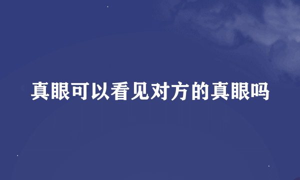 真眼可以看见对方的真眼吗