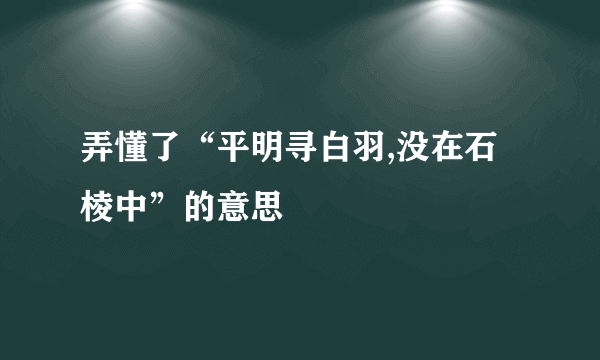 弄懂了“平明寻白羽,没在石棱中”的意思