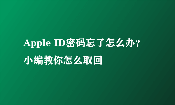 Apple ID密码忘了怎么办？小编教你怎么取回