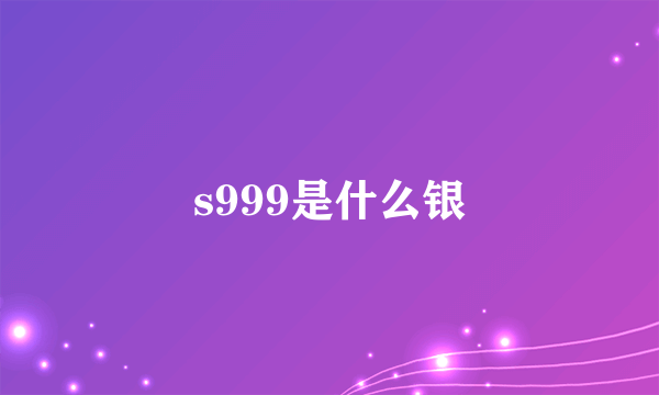 s999是什么银