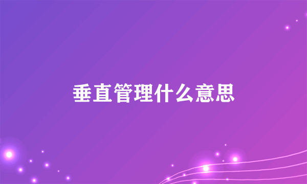 垂直管理什么意思