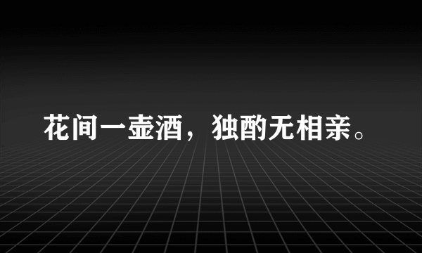 花间一壶酒，独酌无相亲。