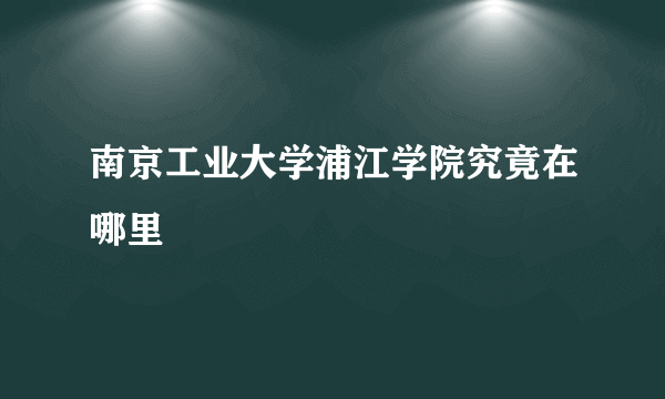 南京工业大学浦江学院究竟在哪里