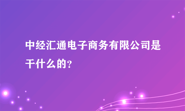 中经汇通电子商务有限公司是干什么的？