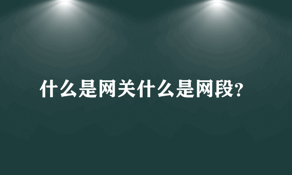 什么是网关什么是网段？