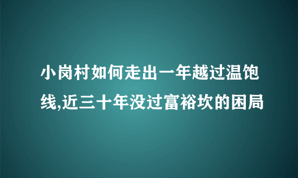 小岗村如何走出一年越过温饱线,近三十年没过富裕坎的困局