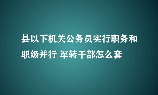 县以下机关公务员实行职务和职级并行 军转干部怎么套