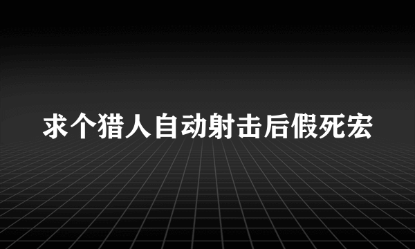 求个猎人自动射击后假死宏