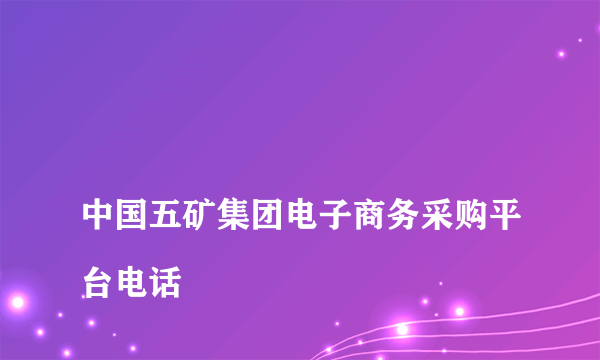 
中国五矿集团电子商务采购平台电话

