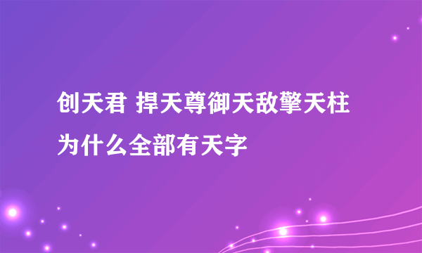 创天君 捍天尊御天敌擎天柱为什么全部有天字