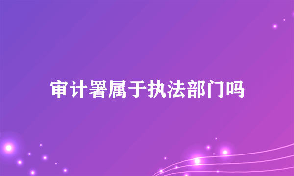 审计署属于执法部门吗