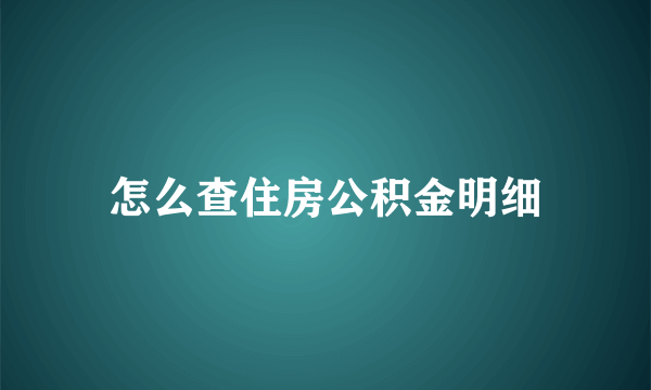 怎么查住房公积金明细