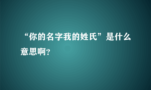 “你的名字我的姓氏”是什么意思啊？