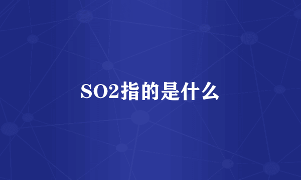 SO2指的是什么