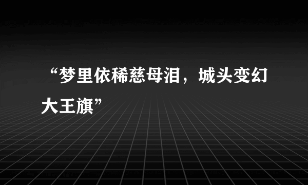 “梦里依稀慈母泪，城头变幻大王旗”