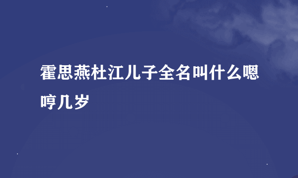 霍思燕杜江儿子全名叫什么嗯哼几岁