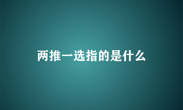 两推一选指的是什么