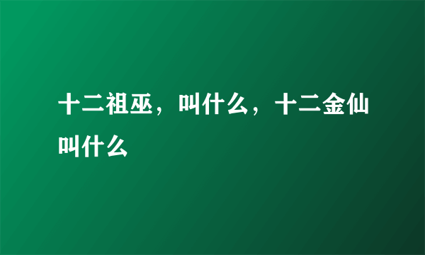 十二祖巫，叫什么，十二金仙叫什么