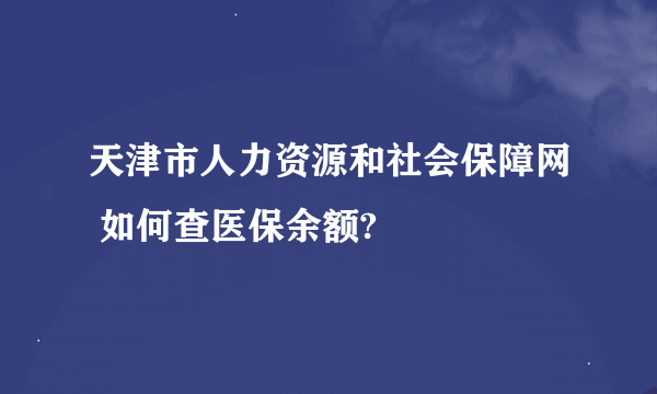 天津市人力资源和社会保障网 如何查医保余额?